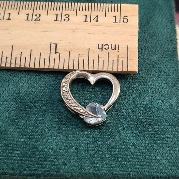 Sterling Silver Heart Pendant with Blue Topaz | Elegant Gemstone Necklace Charm - Picture 5 of 5
